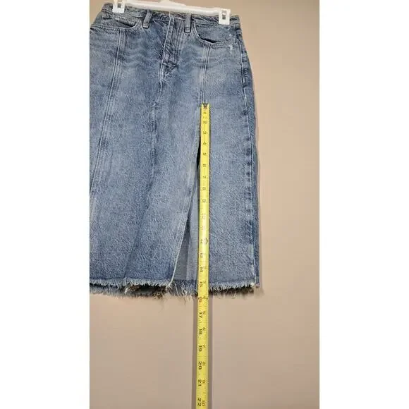 Free People We The Free Womens Long Denim Skirt Size 24 - Picture 12 of 12